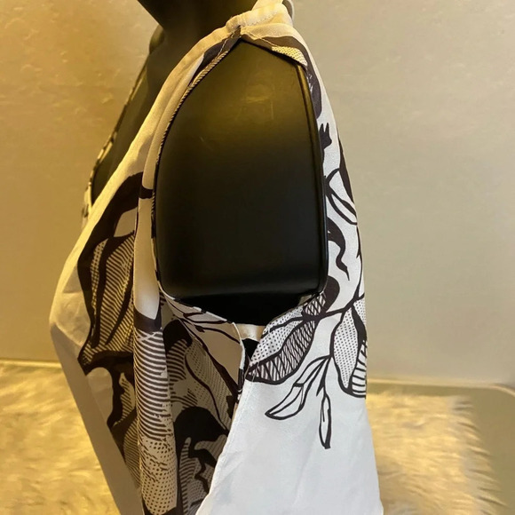 Guess Women’s Small Floral Print Off-Shoulder Blouse White Criss-Cross Back Top - Picture 12 of 15